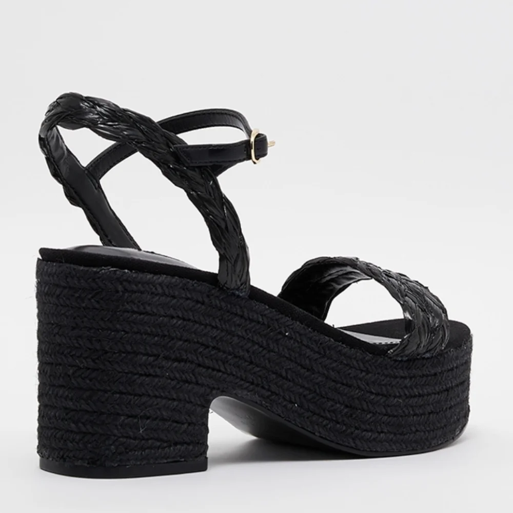 New w/Box Nine West Rivva 3 Rafia Braided Strap Espadrille Platform Wedge Sandal